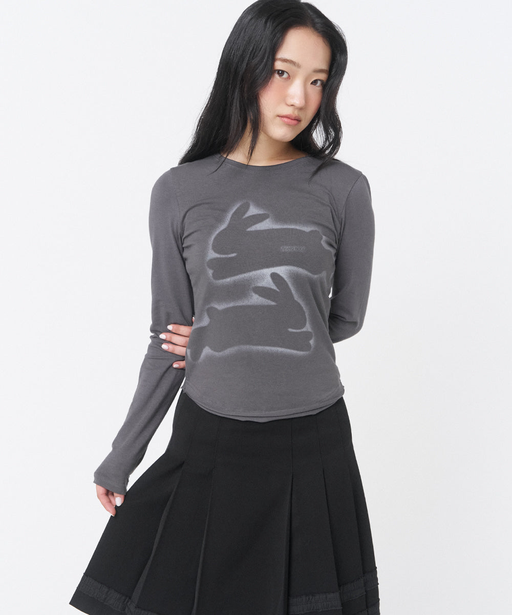 TWIN RABBIT LONG SLEEVES CHARCOAL