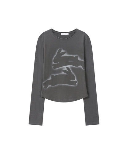 TWIN RABBIT LONG SLEEVES CHARCOAL