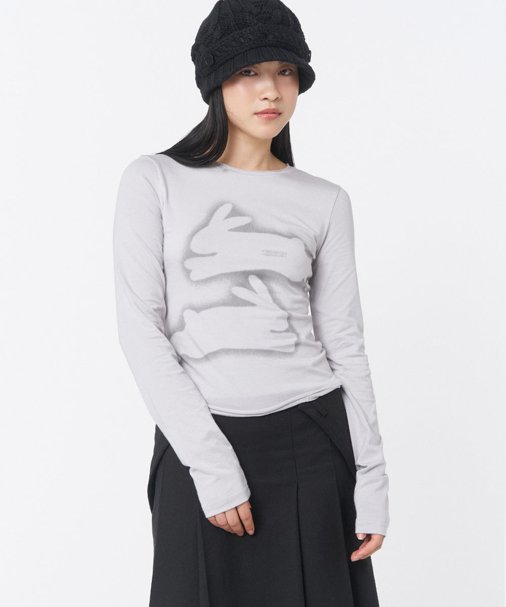 TWIN RABBIT LONG SLEEVES GREY