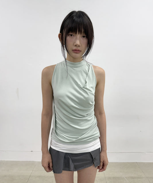 DRAPED SLEEVELESS TOP MINT