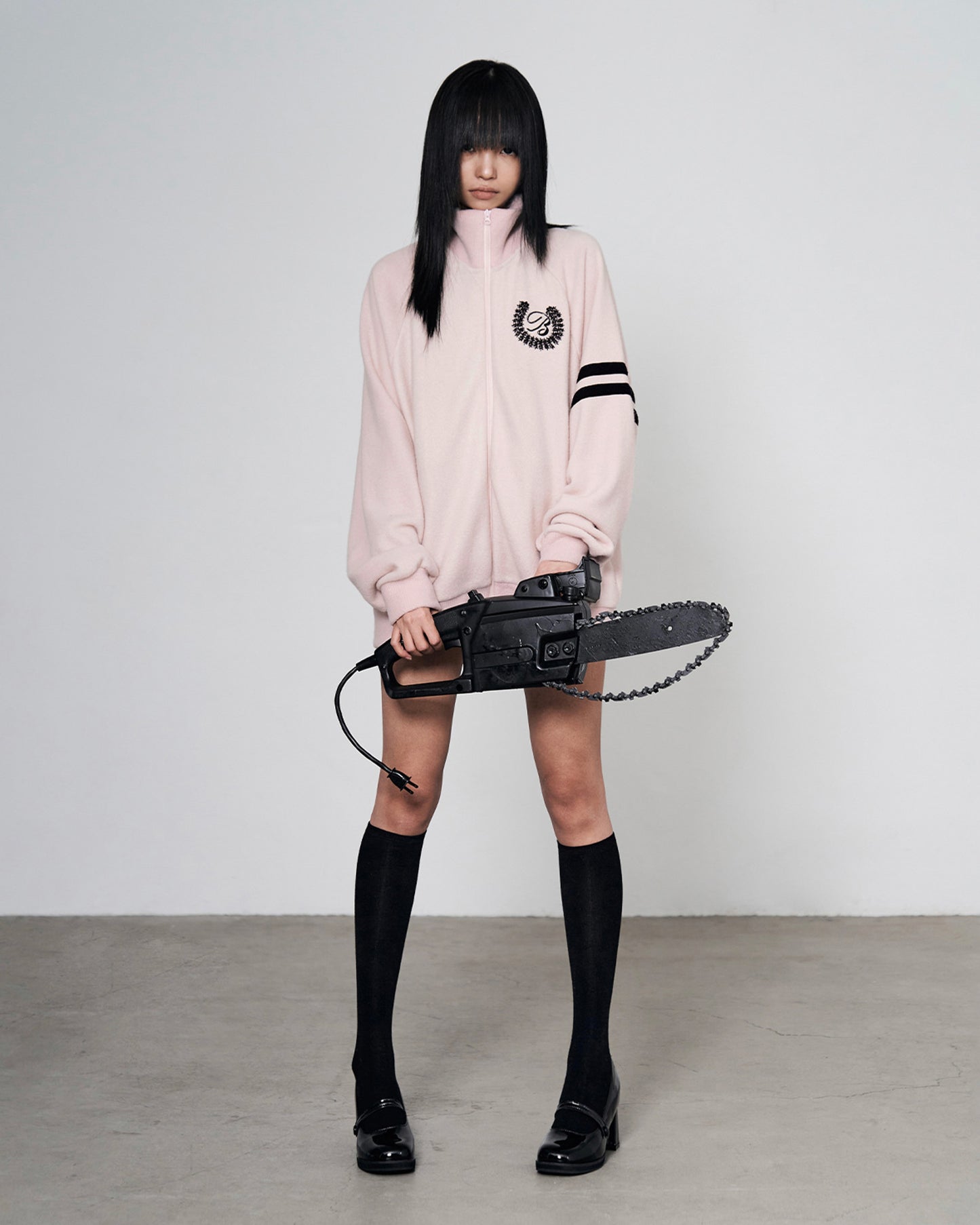 BEADED KNIT ZIP-UP PINK