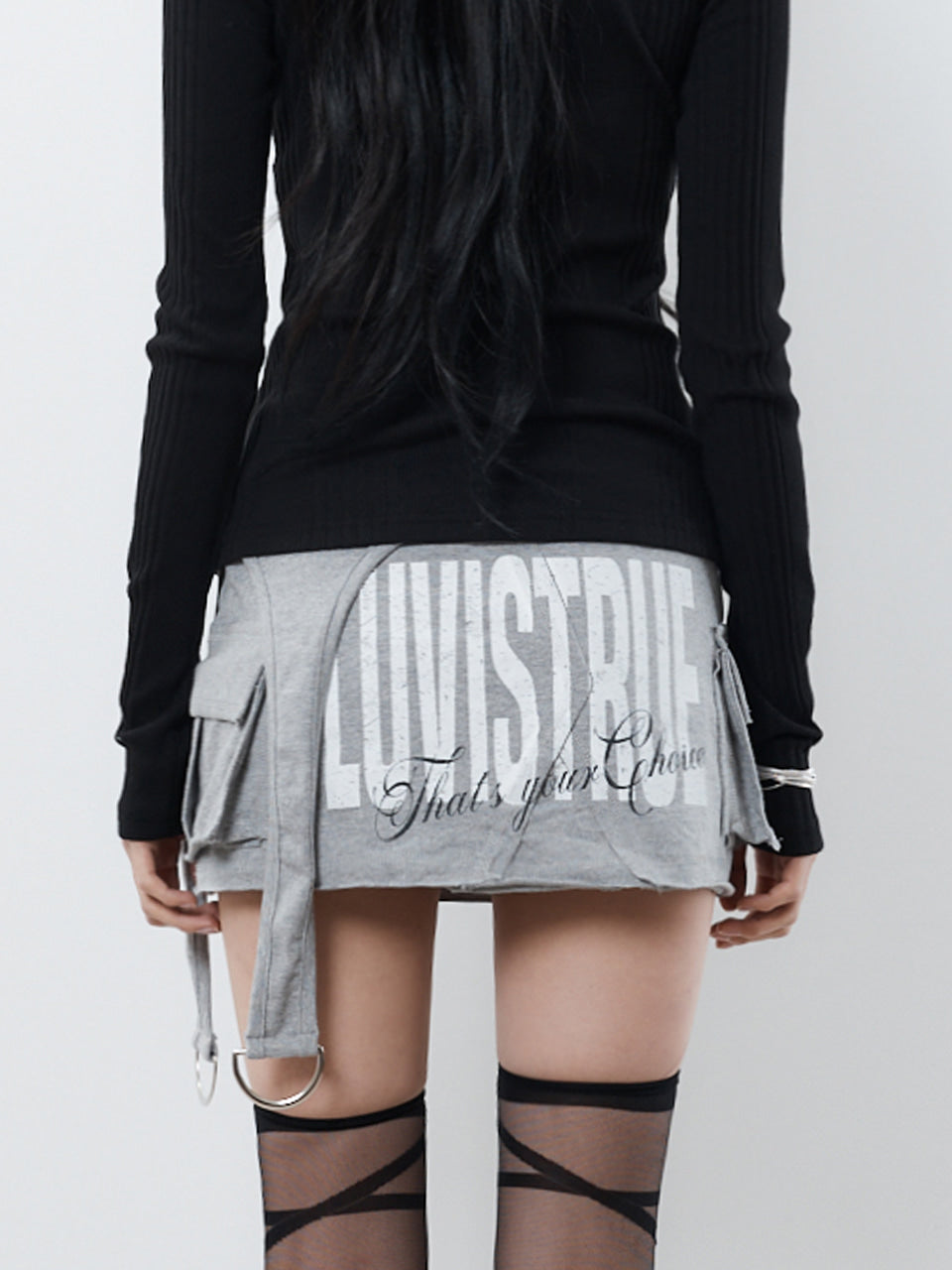 LAYERED MINI SKIRT(GRAY)