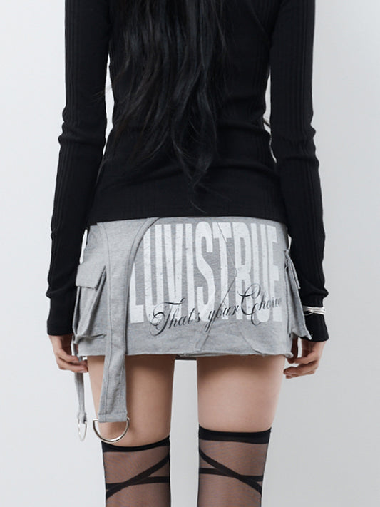 LAYERED MINI SKIRT(GRAY)