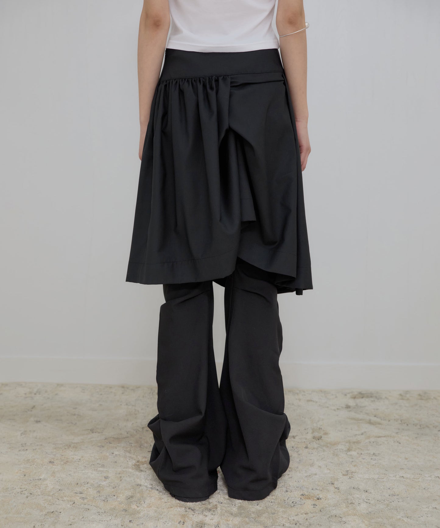 ASYMMETRICAL DRAPED MIDI SKIRT BLACK