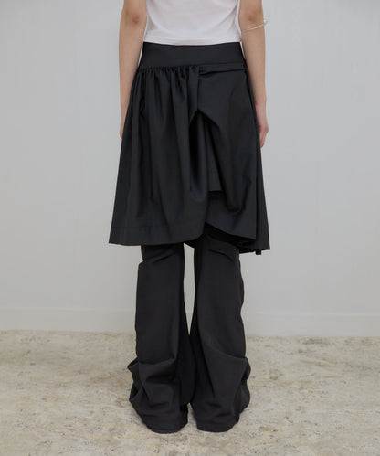 ASYMMETRICAL DRAPED MIDI SKIRT BLACK