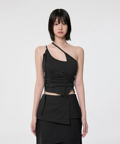 HANDMADE TWISTED LAYERED TOP BLACK