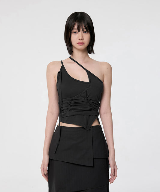 HANDMADE TWISTED LAYERED TOP BLACK