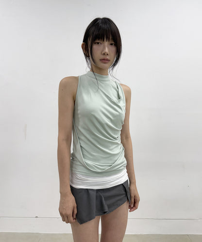DRAPED SLEEVELESS TOP MINT