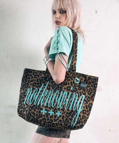 BIG LOGO COTTON TOTE BAG LEOPARD
