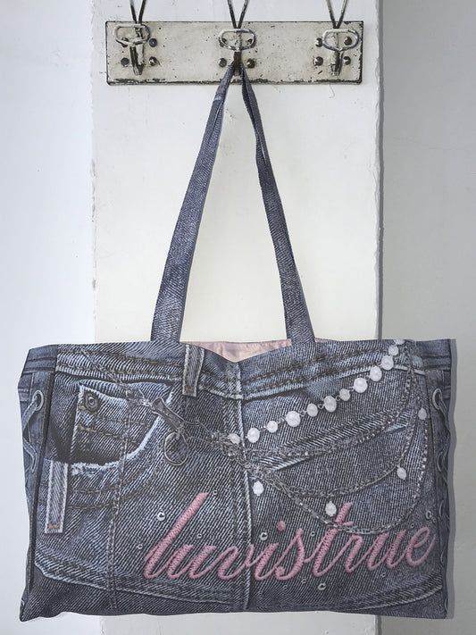 DENIM PRINTING TOTE BAG(BLUE)