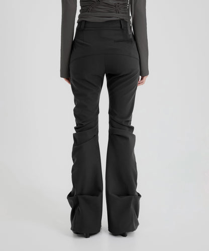 ASYMMETRICAL DRAPE PANTS BLACK