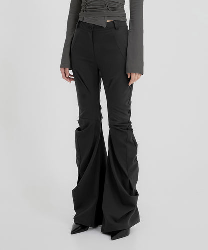 ASYMMETRICAL DRAPE PANTS BLACK