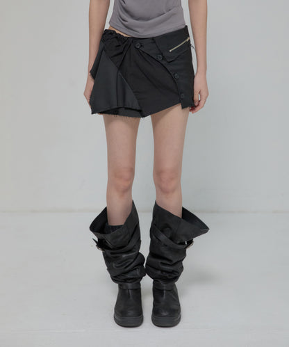 ASYMMETRICAL LAYERED MINI SKIRT BLACK