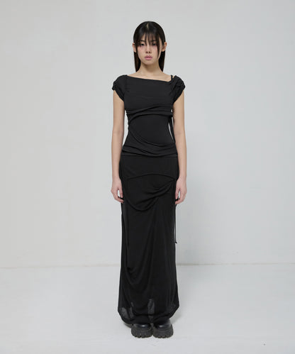 LAYERED BUSTIER T-SHIRT BLACK