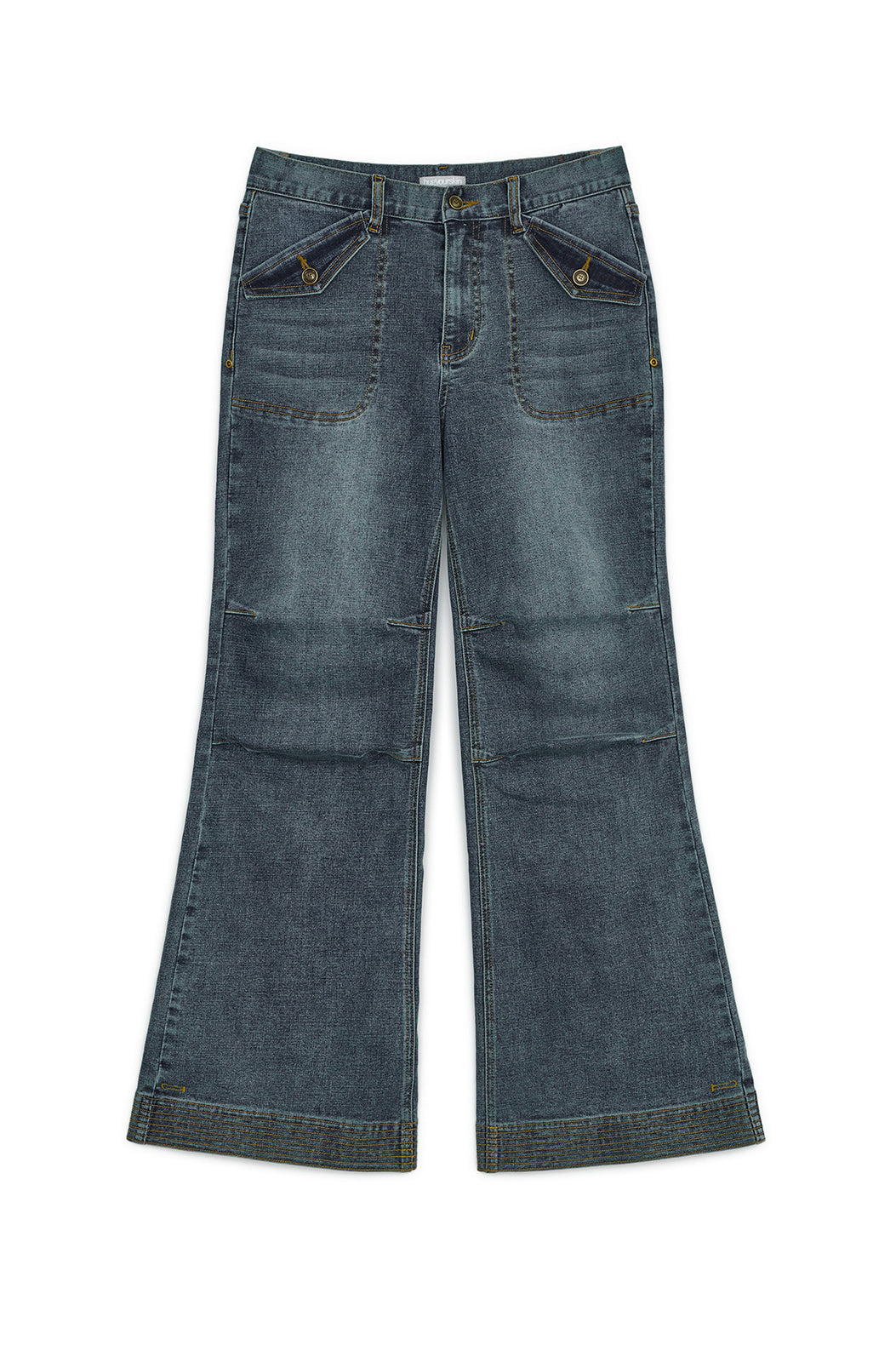 SEMI BOOTS-CUT DENIM PANTS BLUE