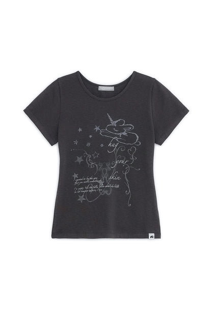 UNICORN DRAWING TEE CHARCOAL