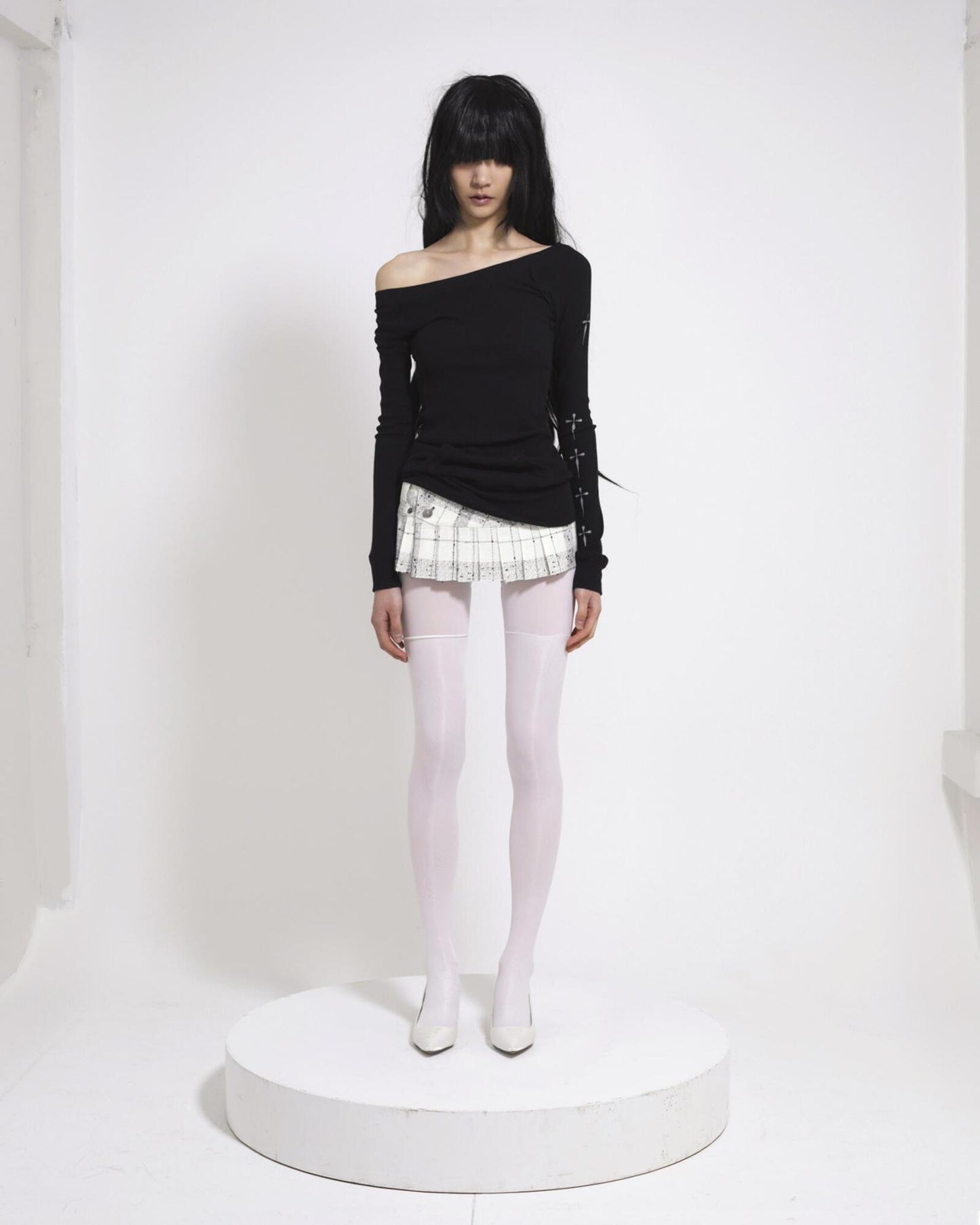 MICRO MINI PLEATS SKIRT IVORY