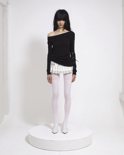 MICRO MINI PLEATS SKIRT IVORY