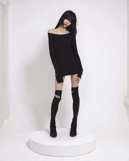 OFF-SHOULDER MINI DRESS BLACK